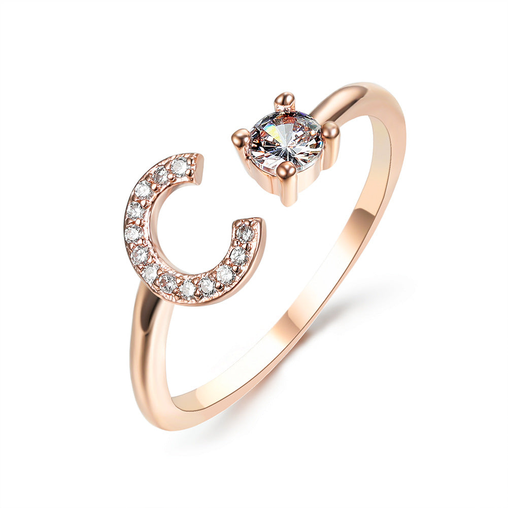 New Design Adjustable 26 Initial Letter Ring Fashion Jewelry For Women Simple Elegant Jewelry New Design Adjustable 26 Initial Letter Ring Fashion Jewelry For Women Simple Elegant Jewelry
